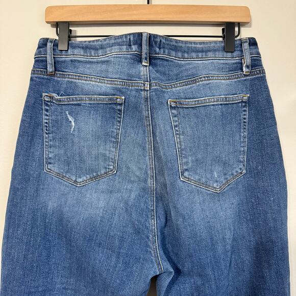 LOFT Curvy High Waist Skinny Ankle Jeans Size 30 Frayed Raw Hem Medium Wash - Picture 4 of 12